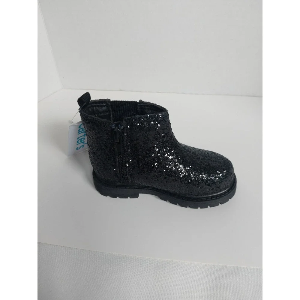 Carter's Bessy Boots Toddler‎ Girls Black Glitter Chelsea Zip Size 6